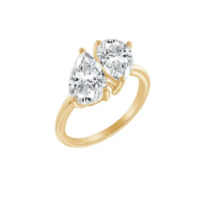 Diamonbliss Women's Yellow  Pear Bypass Ring, Five Carats