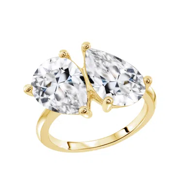 Diamonbliss Women's Yellow  Pear Bypass Ring, Ten Carats