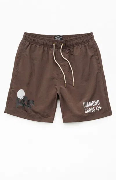 Diamond Cross Ranch Men's Setting Sun 6" Swim Trunks In Brown