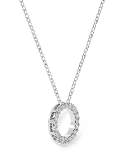 Diamond Essentials Circle-pendant Diamond Necklace In Silver