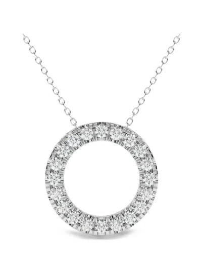 Diamond Essentials Circle-pendant Diamond Necklace In Silver