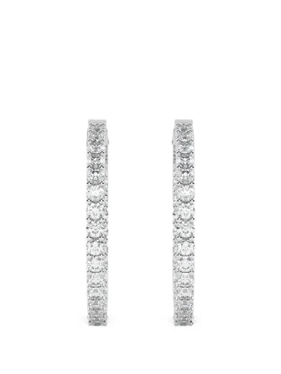 Diamond Essentials Diamond Hoop Earrings In Silver