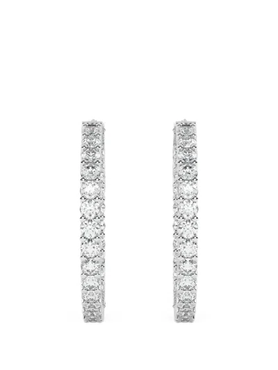 Diamond Essentials Diamond Hoop Earrings In Silver