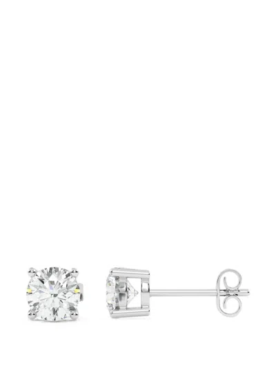 Diamond Essentials Diamond-solitaire Earrings In Silver