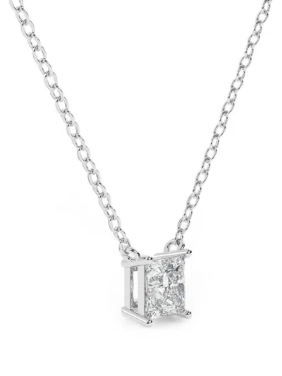 Diamond Essentials Diamond-solitaire Necklace In Silver