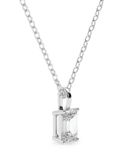 Diamond Essentials Emerald-cut Diamond Necklace In Silver