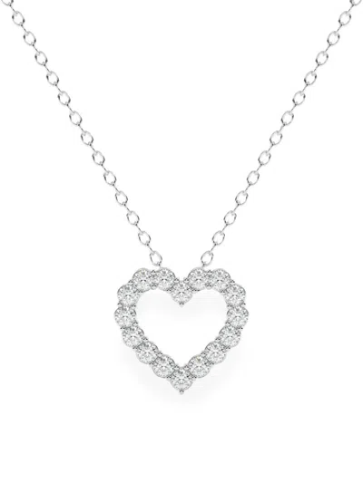 Diamond Essentials Lab-grown Diamond Heart Necklace In Silver