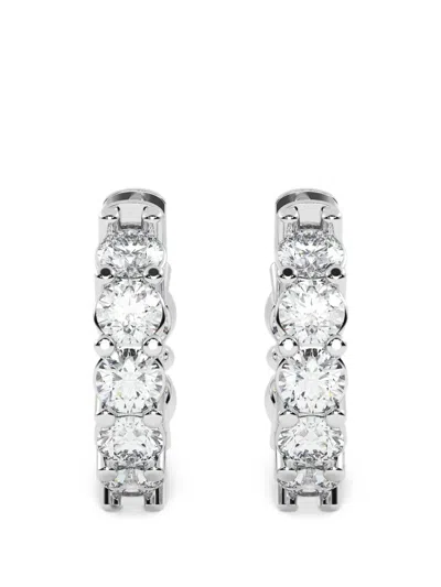 Diamond Essentials Lab-grown Diamond Huggie Hoop Earrings In Silver