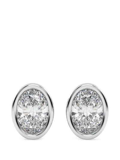 Diamond Essentials Lab-grown Diamond Oval Earrings In Metallic