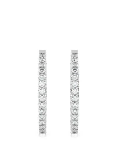 Diamond Essentials Lab-grown Diamond Oval Hoop Earrings In Metallic
