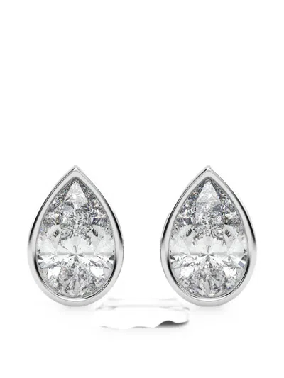 Diamond Essentials Lab-grown Diamond Solitaire Earrings In Silver