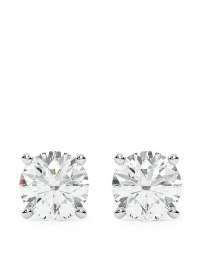 Diamond Essentials Lab-grown Diamond Solitaire Earrings In Silver