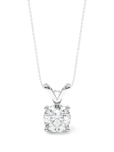 Diamond Essentials Lab-grown Diamond Solitaire Necklace In Silver