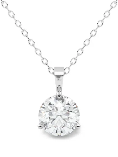 Diamond Essentials Lab-grown Diamond Solitaire Necklace In Silver