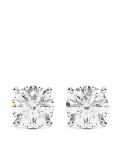 Diamond Essentials Lab-grown Diamond Solitaire Stud Earrings In Silver