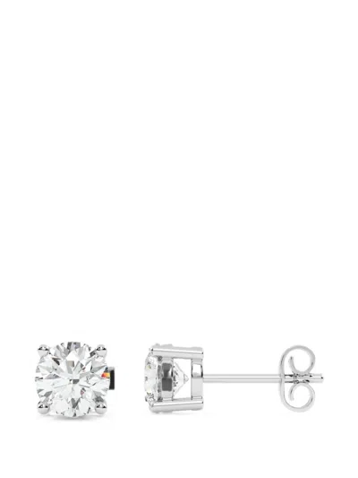 Diamond Essentials Laboratory-grown Diamond Solitaire Earrings In Silver