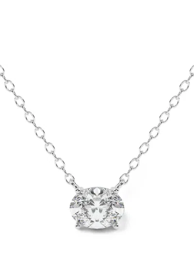Diamond Essentials Oval-diamond Necklace In Silver