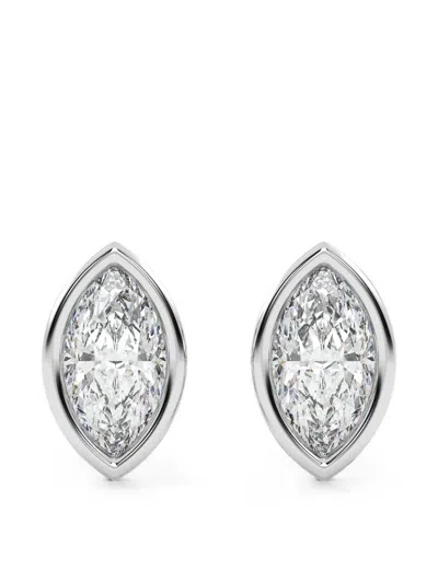 Diamond Essentials Post-back-fastening Diamond Earrings In Silver