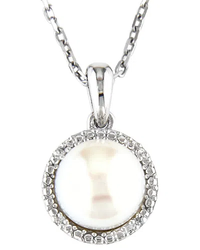 DIAMOND SELECT CUTS 0.01 CT. TW. DIAMOND & 5-6MM PEARL SILVER NECKLACE
