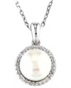 Diamond Select Cuts 0.01 Ct. Tw. Diamond & 5-6mm Pearl Silver Necklace In Metallic