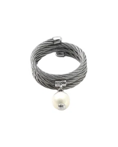 DIAMOND SELECT CUTS 0.01 CT. TW. DIAMOND & 5.5-6.5MM PEARL SILVER RING