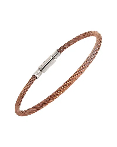 Diamond Select Cuts 0.01 Ct. Tw. Diamond Silver Bangle In Brown