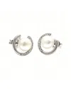 Diamond Select Cuts 0.02 Ct. Tw. Diamond & 6-7mm Pearl 14k Earrings In Metallic