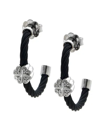 Diamond Select Cuts 0.02 Ct. Tw. Diamond Silver Earrings In Black