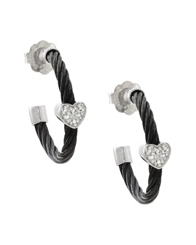 Diamond Select Cuts 0.04 Ct. Tw. Diamond Silver Earrings In Black