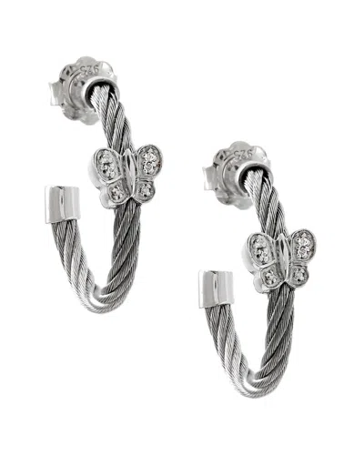 Diamond Select Cuts 0.04 Ct. Tw. Diamond Silver Earrings In Metallic
