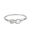 Diamond Select Cuts 0.05 Ct. Tw. Diamond & 7-8mm Pearl Silver Bangle In Silver