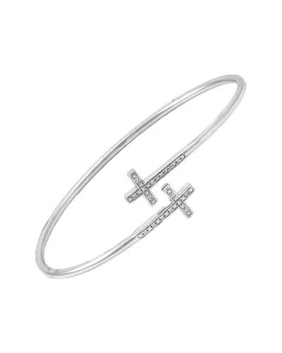Diamond Select Cuts 0.05 Ct. Tw. Diamond Silver Bangle In Metallic