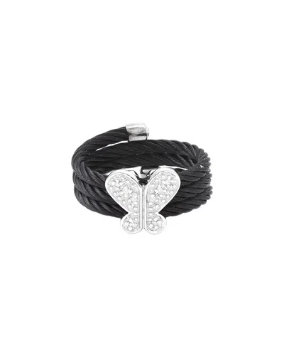 Diamond Select Cuts 0.05 Ct. Tw. Diamond Silver Ring In Black