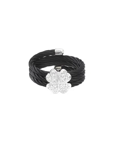 Diamond Select Cuts 0.05 Ct. Tw. Diamond Silver Ring In Black