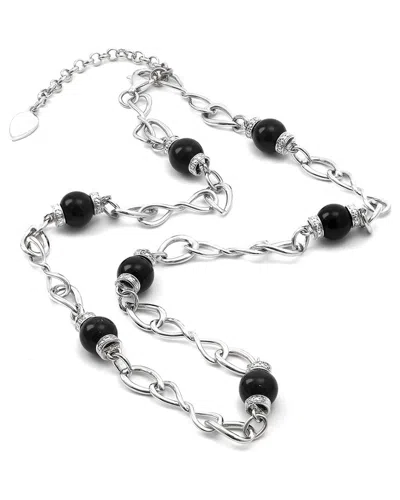 DIAMOND SELECT CUTS 0.09 CT. TW. DIAMOND ONYX SILVER NECKLACE