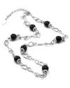 Diamond Select Cuts 0.09 Ct. Tw. Diamond Onyx Silver Necklace In Metallic