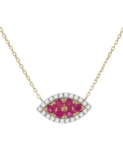 Diamond Select Cuts 0.32 Ct. Tw. Diamond & Ruby 14k Necklace In Pink