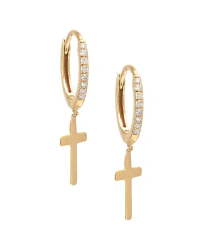 Diamond Select Cuts 14k Diamond Cross Mini Hoops