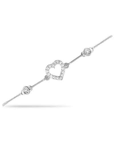 Diamond Select Cuts 14k 0.10 Ct. Tw. Diamond Heart Bracelet In Metallic