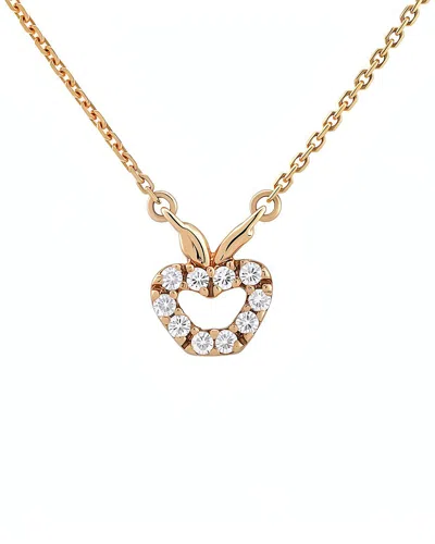 Diamond Select Cuts 14k 0.12 Ct. Tw. Diamond Apple Necklace In Gold