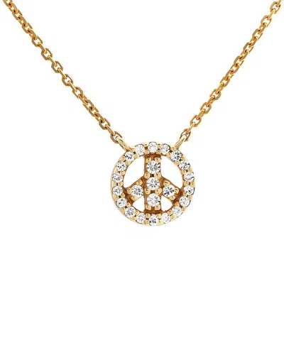 Diamond Select Cuts 14k 0.13 Ct. Tw. Diamond Peace Sign Necklace In Gold