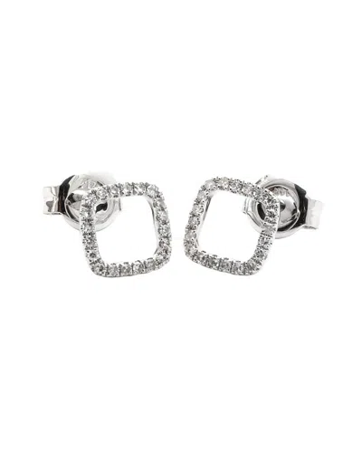 Diamond Select Cuts 14k 0.13 Ct. Tw. Diamond Square Earrings In Silver