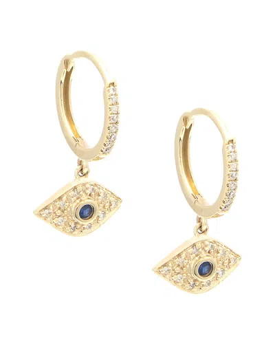 DIAMOND SELECT CUTS 14K 0.17 CT. TW. DIAMOND & SAPPHIRE EYE MINI HOOPS