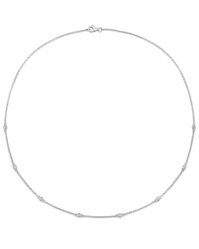 Diamond Select Cuts 14k 0.18 Ct. Tw. Diamond Station Necklace In Metallic