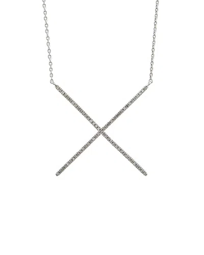 Diamond Select Cuts 14k 0.20 Ct. Tw. Diamond X Necklace In Silver