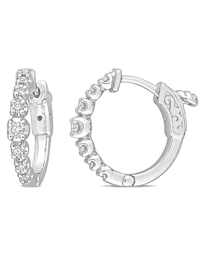 Diamond Select Cuts 14k 0.22 Ct. Tw. Diamond Clip-on Hoops In Silver