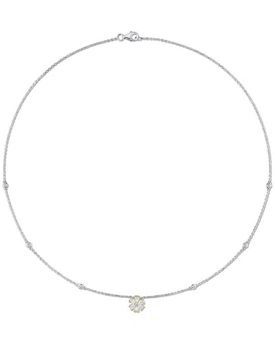 Diamond Select Cuts 14k 0.59 Ct. Tw. Diamond Floral Necklace In Silver