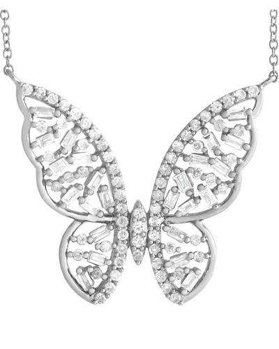 Diamond Select Cuts 14k 0.60 Ct. Tw. Diamond Butterfly Necklace In Metallic