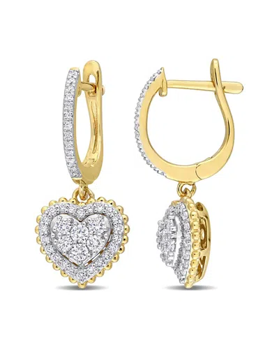 Diamond Select Cuts 14k 0.60 Ct. Tw. Diamond Heart Halo Cuff Earrings In Gold