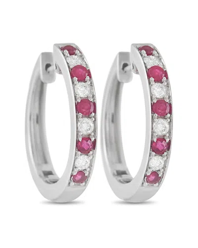 Diamond Select Cuts 14k 0.67 Ct. Tw. Diamond & Ruby Hoops